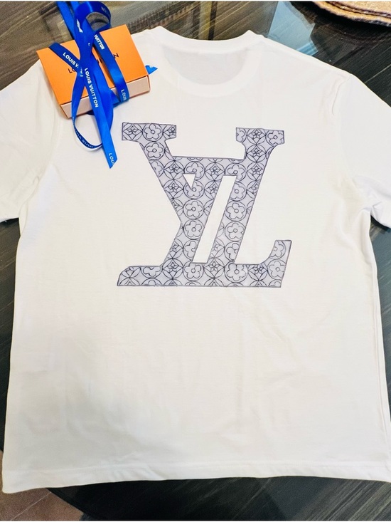The Unbranded Brand Tops - LV Monogram White Crewneck Tee with Size Tag Detail.              NWOT